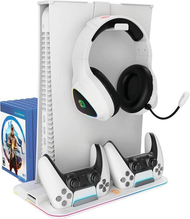 Canyon CS-5, PS5 Supporto per caricabatterie, con luce RGB, con + cavo, 475±, Baltas (PS5)