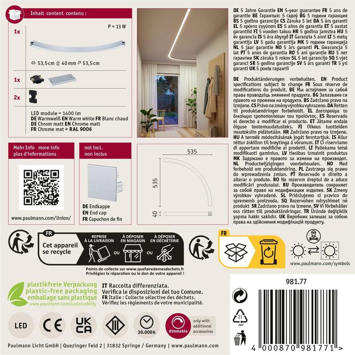 Immagine prodotto Paulmann Lichtkanalsystem Linion Lichtkanal Ecke (1400 lm)