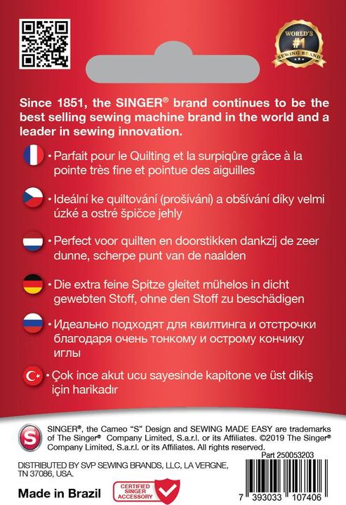 Actual product image Singer MICROTEX Nähmaschinennadel, 80/12, 5er Pack