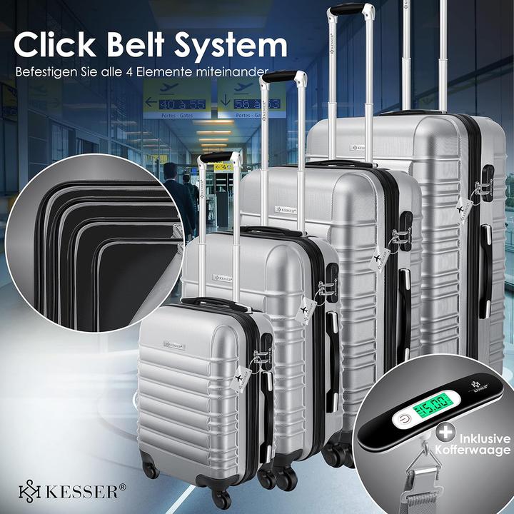 Image du produit Kesser 4-teiliges ABS-Hartschalenkofferset (120 l, Bagage à main (jusqu'à 50l), M (50 - 90l), XL (à partir de 115l))