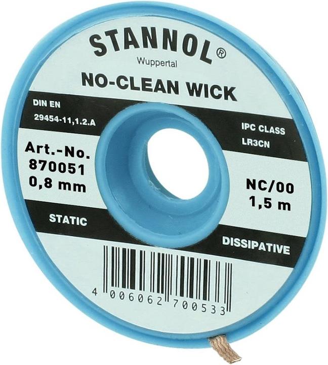 Produktbild Stannol Entlötlitze NC-BB Entlötlitze 0.8 mm x 1.5m halogenfrei (Entlötset)