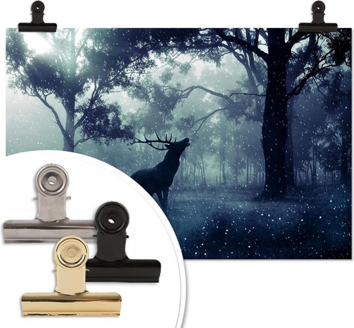 Actual product image Trenddeko Deer in morning forest (100 x 70 cm)