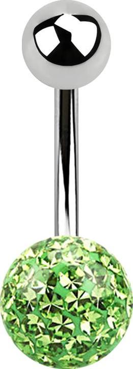 Immagine prodotto Star Piercing Banana argento con sfera e sfera di cristallo verde chiaro Strato protettivo epossidico (Acciaio chirurgico 316L, senza ottone)