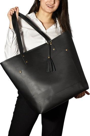 Image du produit Only-Bags.Store Sac en cuir, sacoche en cuir noir avec fermeture éclair, sac de travail, porte-monnaie en cuir