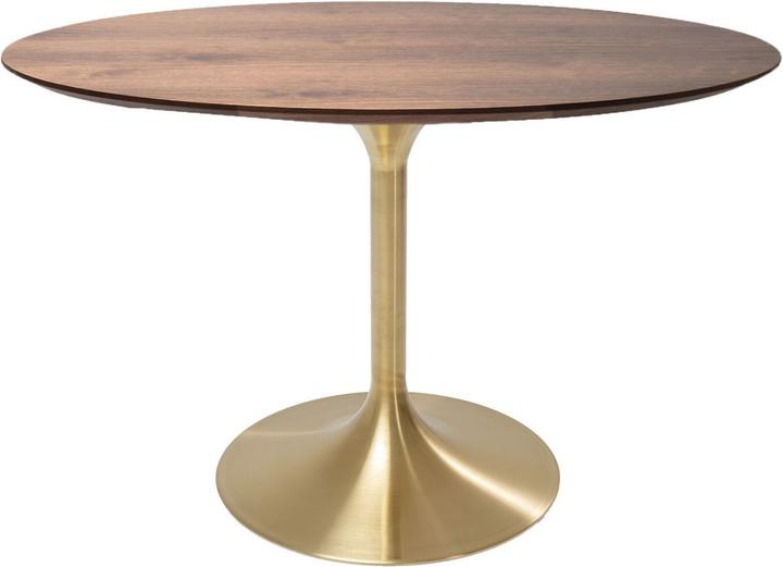 Kare Design Set di inviti da tavolo Noce Ottone Ø120cm (120 x 120 x 76 cm)