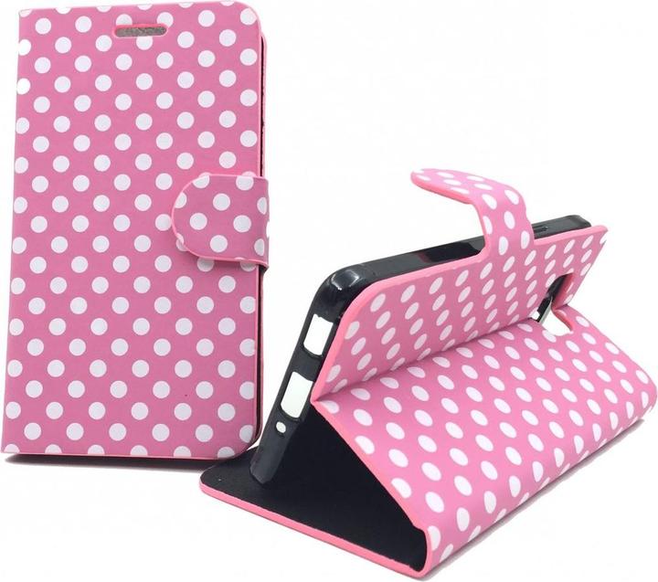 Actual product image König Design Protective case (flip landscape) for mobile Samsung Galaxy Alpha SM G850F Pink / White (Samsung Galaxy Alpha)
