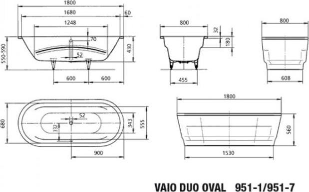 Actual product image Kaldewei Vaio Duo Oval 951 180x80cm