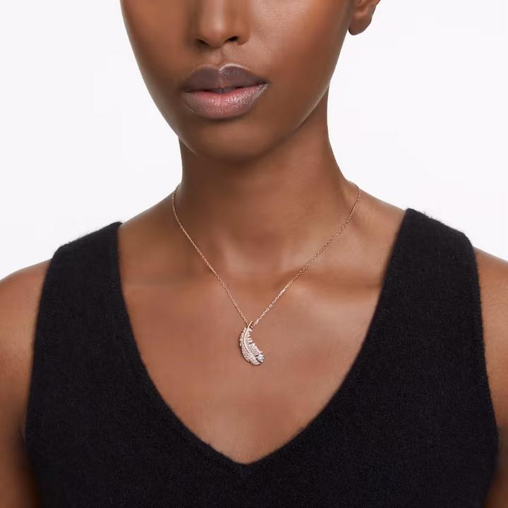 Produktbild Swarovski Nice Halskette Feder Weiss Roségold (Swarovski Metall, 38 - 43 cm)