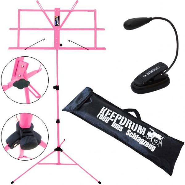 keepdrum MUS2PK Notenständer Pink mit Leuchte