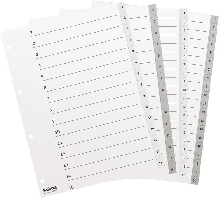 Image du produit Kolma Intercalaire A4 strong 1-20 20 pcs. blanc