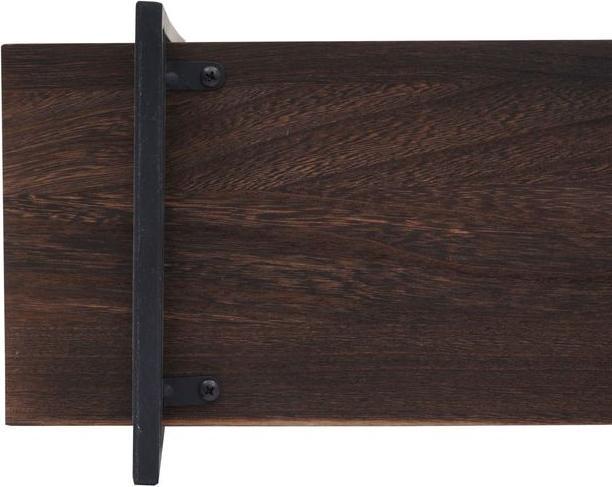 Image du produit Mendler Etagère murale HWC-K78, 3 étagères en bois massif industriel 60x60x18cm - marron foncé, métal noir (60 x 60 x 18 cm)
