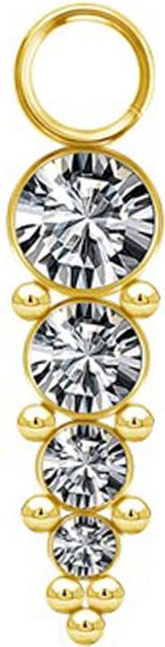 Immagine prodotto Star Piercing Anhänger vergoldet vier Kristalle silber mit Kugeln (senza ottone, Acciaio chirurgico 316L)