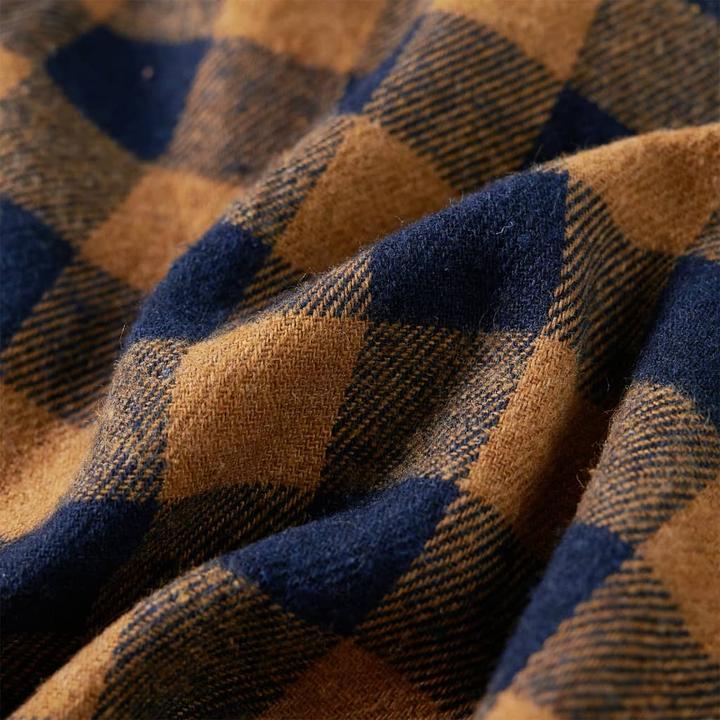 Actual product image VidaXL Children's shirt checked pattern cognac and blue 104,Material: 80 (104)