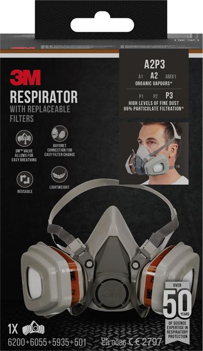 Image du produit 3M Masque de protection respiratoire (A2P3, 1 x)