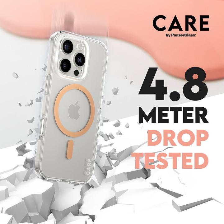 Actual product image PanzerGlass CARE by ® Flagship Case Transparent Urban Combat w. Peachy MagSafe iPhone '24 6.3" Pro (Apple iPhone 16 Pro)