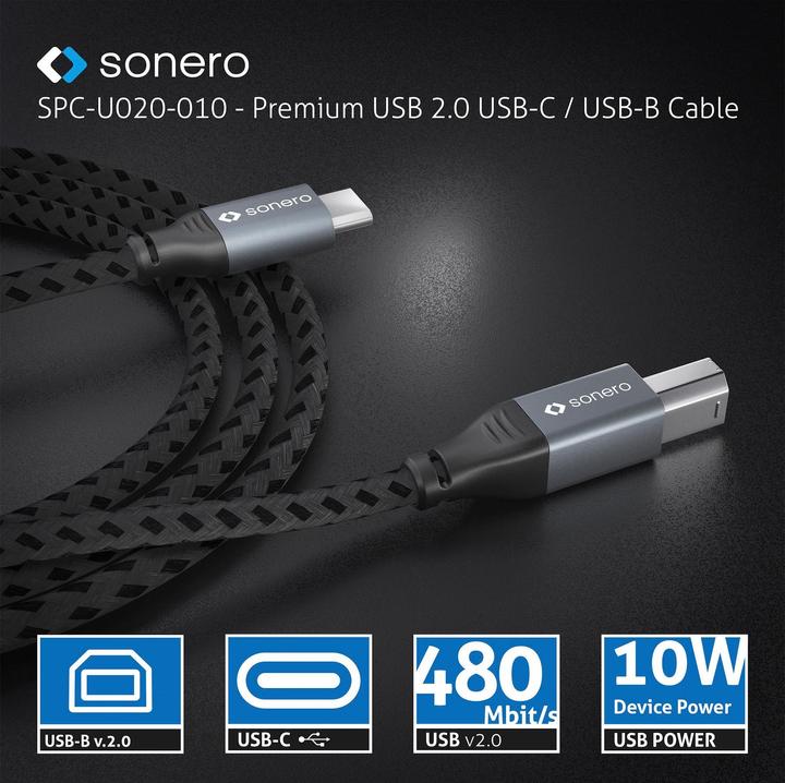 Produktbild Sonero USB 2.0-Kabel USB C - USB B 1 m (1 m, USB 2.0)