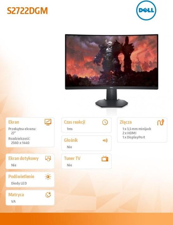 Produktbild Dell S2722DGM (2560 x 1440 Pixel, 27")