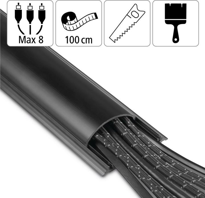 Image du produit Hama Gaine de câble en plastique, demi-ronde (Conduit, 100 cm)