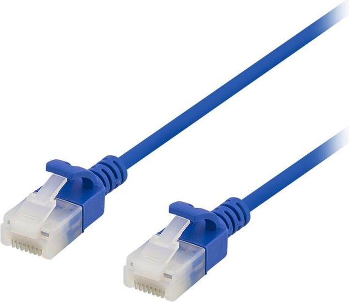 Image du produit Deltaco U/UTP Cat6a patch cable slim 3.5mm diameter 0.5m blue (U/UTP, CAT6a, 0.50 m)