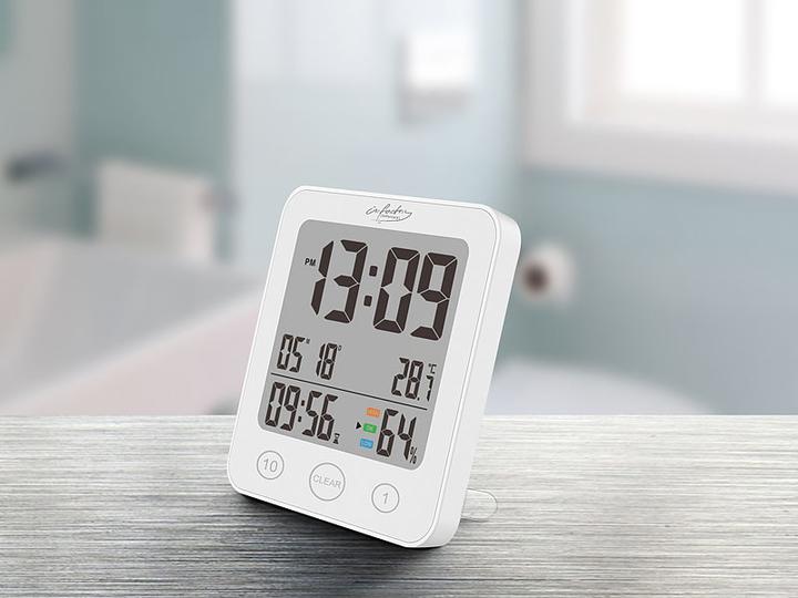 Immagine prodotto Infactory Orologio da bagno digitale con termometro/igrometro e display LCD, IP54