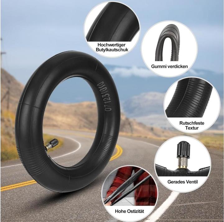 Actual product image PowerGuard Tube 8 1/2" x 2.0" with curved valve for Xiaomi e-scooter