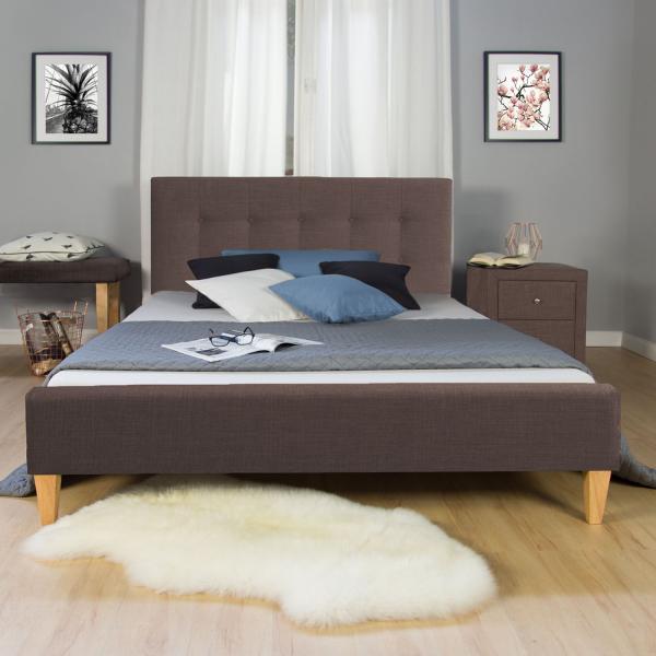 Produktbild Homestyle4u Polsterbett Doppelbett Stoffbett Bettgestell (140 x 200 cm)