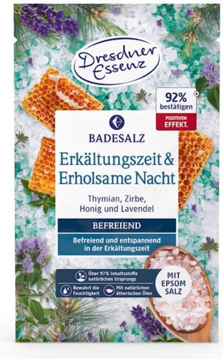 Dresdner Essenz Dresdner Badesalz Erkältungszeit&Erholsame Nacht Natürlich gesund fühlen 12 x 60 g (2720 ml, Badesalz)