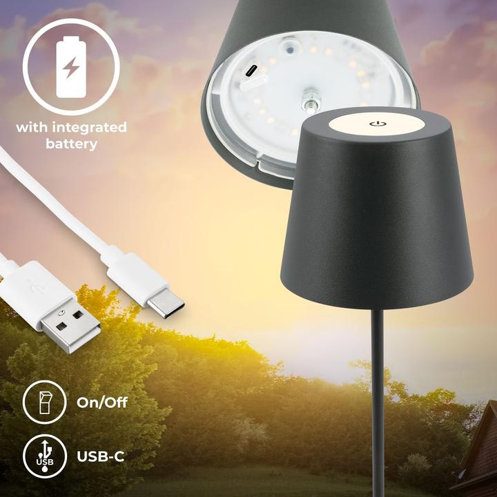 Produktbild B.K.Licht LED Akku Tischleuchte, IP44, 2,5W, anthrazit