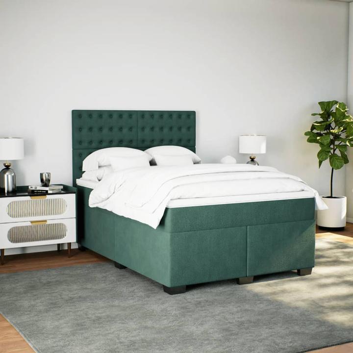 Immagine prodotto VidaXL Letto a molle Letto imbottito con materasso verde scuro 140x200cm in velluto (140 x 200 cm, 140 x 200 cm)