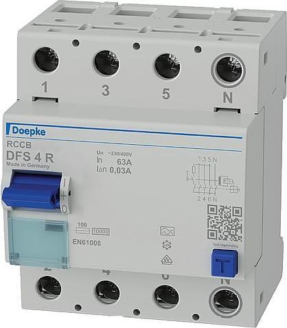 Immagine prodotto Doepke Interruttore di circuito di guasto a terra DFS4 063-4/0.03-A R Conduttore di terra a destra