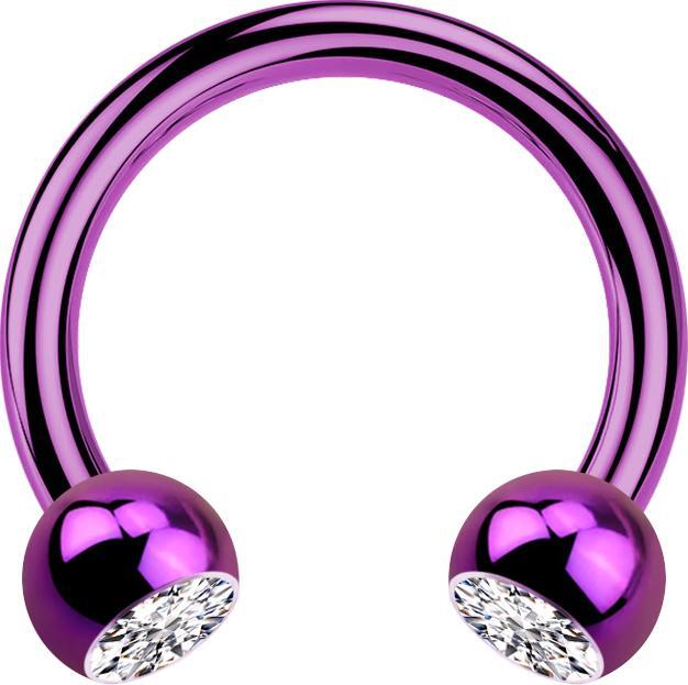 Produktbild Star Piercing Circular Barbell violett mit zwei Kugeln Kristall silber (ohne Messing, Titan G23)
