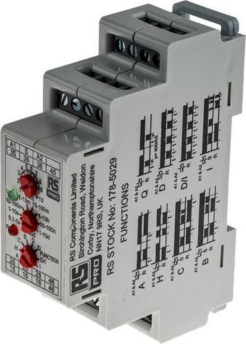 Actual product image Rs Pro Timer relay, DIN top-hat rail, 0.1 s  10 days, 12  240V ac/dc, 4 cont. Multifunction, 4-pole