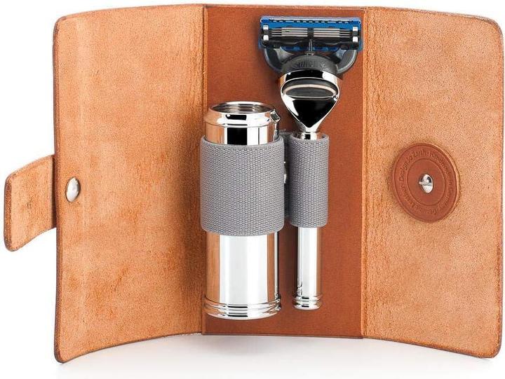 Mühle Reiseetui aus pflanzlich gegerbten Rindsleder, 135 x 80 x 40 mm, mit MÜHLE-Prägung