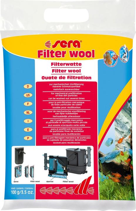 Sera Accessori per filtri Ovatta filtrante, 100 g (Acqua dolce, Acqua salata)