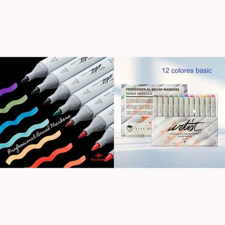 Produktbild Alex Bog Filzstifte Professional Bunt 12 Stücke Zweifachem Ende (Bunt, 12 x)