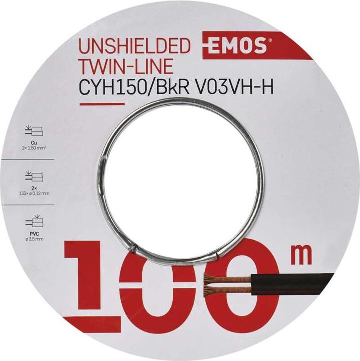 Produktbild Emos UTP-Kabel 2x1,5mm schwarzrot, 100m (100 m)