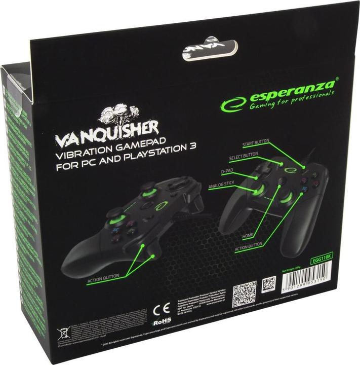 Produktbild Esperanza EGG110K Gaming-Controller Gamepad PC Playstation 3 Analog / Digital USB 2.0 Schwarz (PC, PS3)