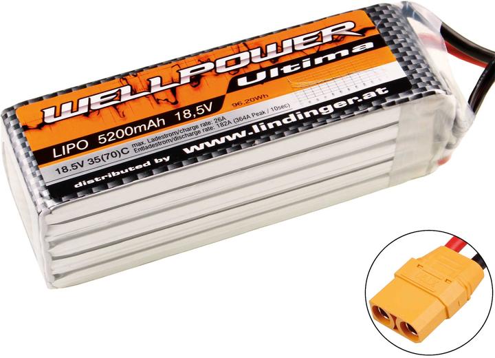Produktbild Wellpower Lipo Akku ULTIMA 5200 mAh / 18,5 Volt 5S 35/70C CH5 XT-90 "Light" (18.50 V, 5200 mAh)