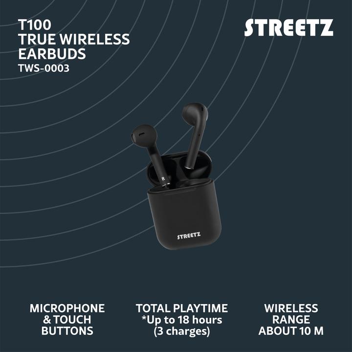 Actual product image Streetz TWS - Semi-in-ear Earbuds (No noise cancelling, 18 h, Wireless)