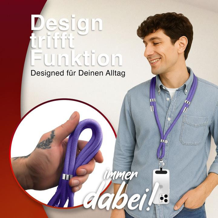 Produktbild Nalia HoldMe Lanyard Handykette – Universal Trageband für Smartphones - Verstellbar, Soft & Elastisch
