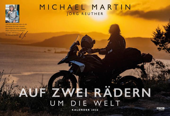 Actual product image Heyne Ludwig Around the world on two wheels - The motorbike travel calendar 2026 (German)