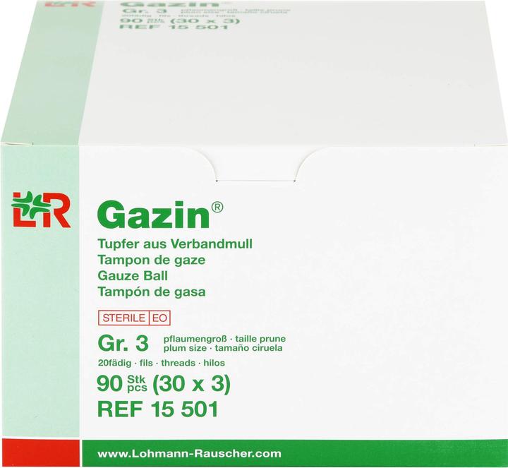 Produktbild Lohmann & Rauscher Gazin Tupfer pflaumengross steril Gr. 3 20fd., 30X3 St TUP