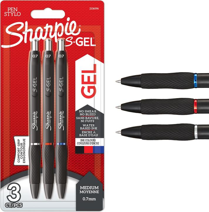 Actual product image Sharpie Gel pen 0.7 mm, 3 pieces (Black, Blue, Red, 3 x)