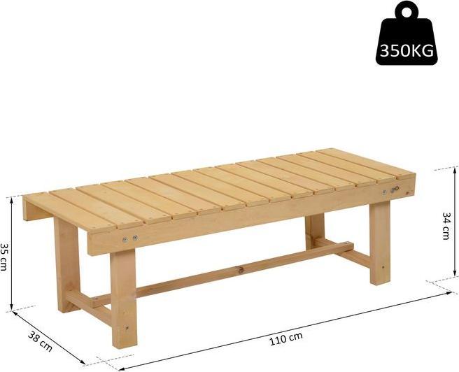 Produktbild Swisshandel24 Gartenbank, 2-Sitzer Sitzbank, Gartenmöbel, Rustikale Bank, Massivholz, Natur, 110 x 38 x 35 cm