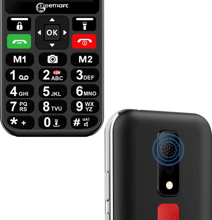 Geemarc CL8600 Téléphone portable 4G pour seniors avec grand écran et appareil photo, noir (2.80", 4G)