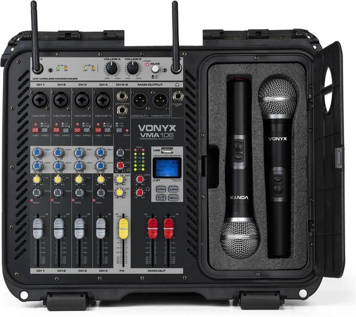 Actual product image Vonyx Mixing console VMA106, design: Hardcase, stereo inputs: 2