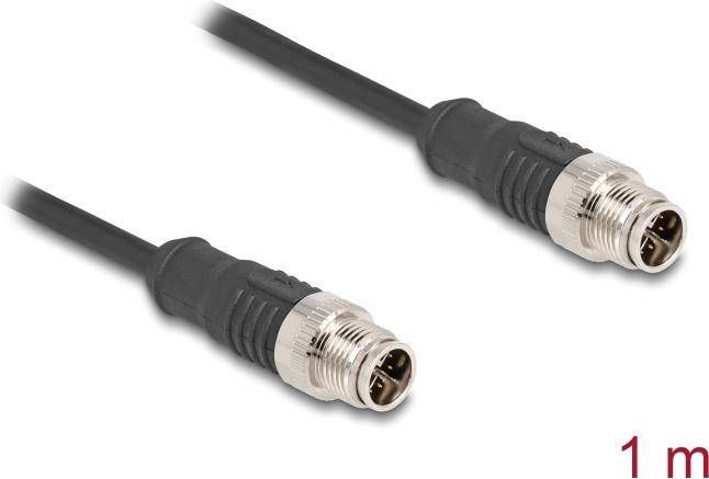 Actual product image Delock M12 cable X-coded 8 pin plug to plug PVC 1 m (S/FTP, CAT5e, 1 m)