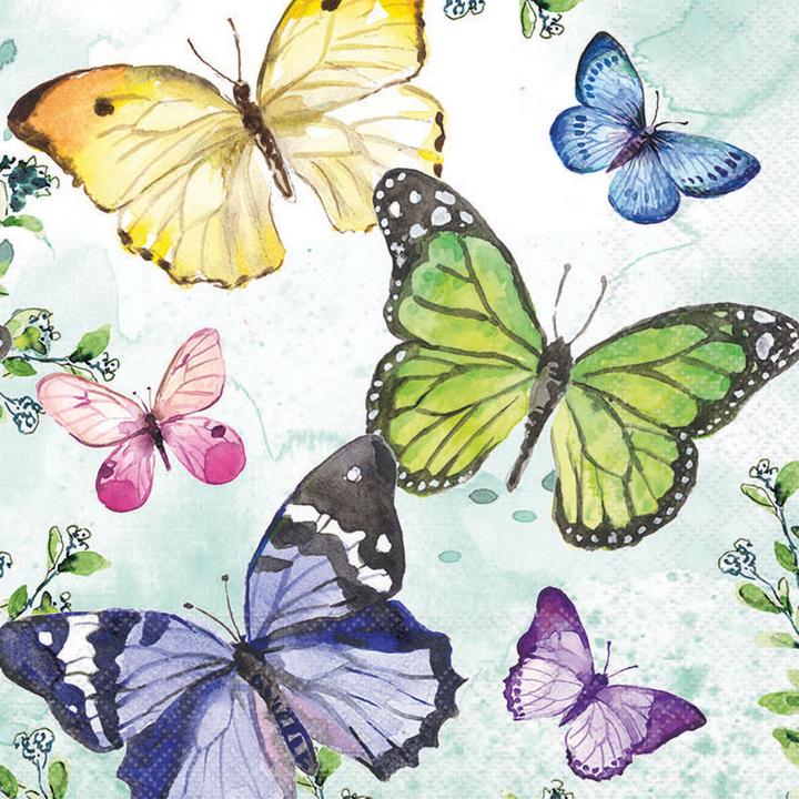 Image du produit Ambiente Serviette "Flatternde Schmetterlinge" (20 x, 33 x 33 cm)