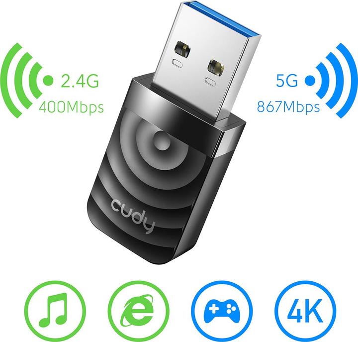 Produktbild Cudy WU1300S WLAN Adapter USB 3.2 Gen 1 (USB 3.0) 1300 MBit/s (USB)
