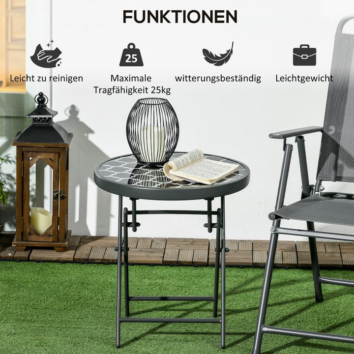 Produktbild Outsunny Beistelltisch rund mit Faltfunktion